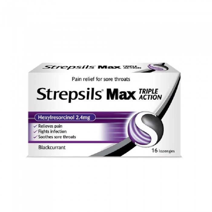 STREPSILS Max 16'S -Sore Throat, Blackcurrant, Strepsils