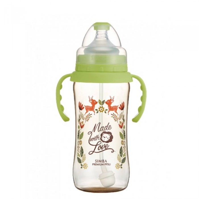 SIMBA PPSU Wide Neck Green Feeding Bottle Handle Wonderland 360ml- Bottle Feeding , Baby Feeding , 奶瓶