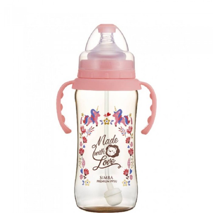 SIMBA PPSU Wide Neck Pink Feeding Bottle Handle Wonderland 360ml- Bottle Feeding , Baby Feeding , 奶瓶