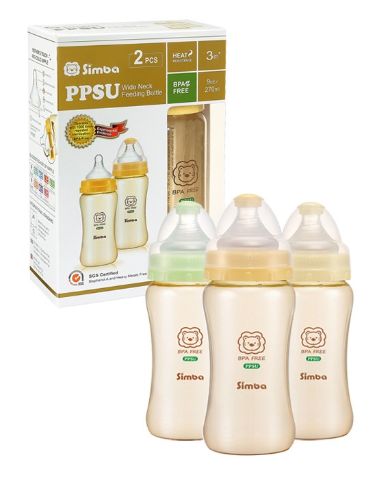 SIMBA PPSU WIDE NECK CALABASH FEEDING BOTTLE 270ML (9OZ) 2PCS-CROSS HOLE (P6011)