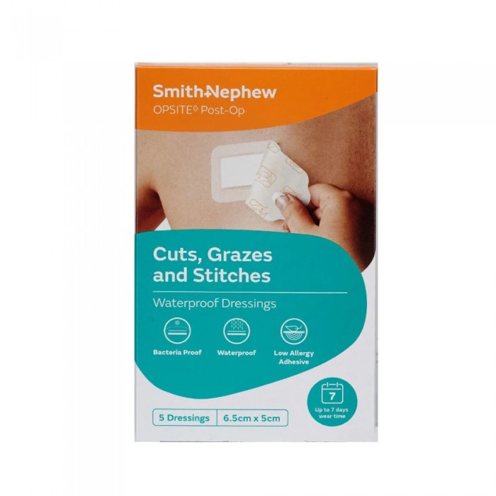 SMITH & NEPHEW OPSITE POST-OP Waterproof Wound Dressing 6.5CM x 5CM  5'S