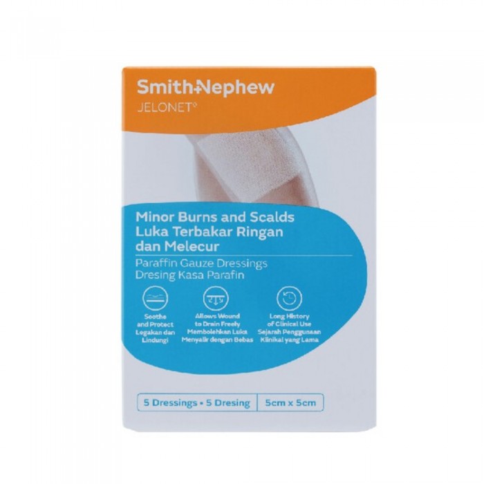 SMITH & NEPHEW JELONET Minor Burn Dressing 5cm x 5cm 5'S