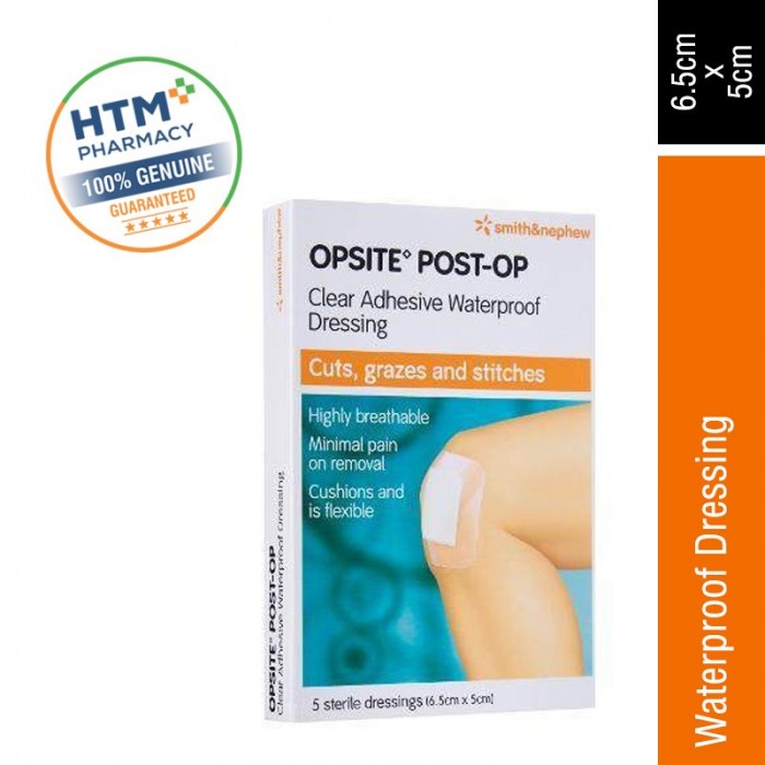 Smith & Nephew Opsite Waterproof Wound Dressing 6.5CM x 5CM  1'S