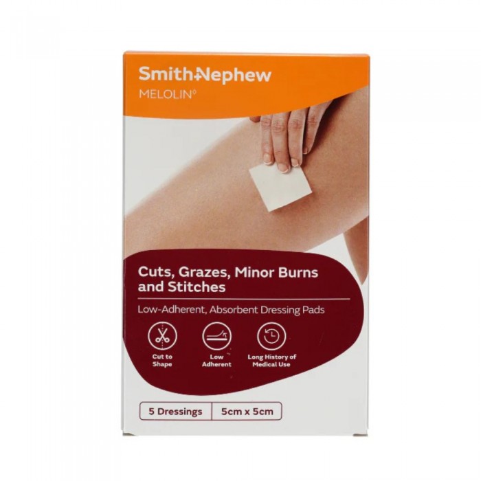 SMITH & NEPHEW  MELOLIN Cushioned Dressing Pads 5CM x 5CM 5'S