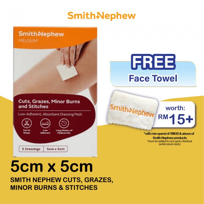 Smith & Nephew Melolin Cushioned Dressing Pads 10CM x 10CM 5'S