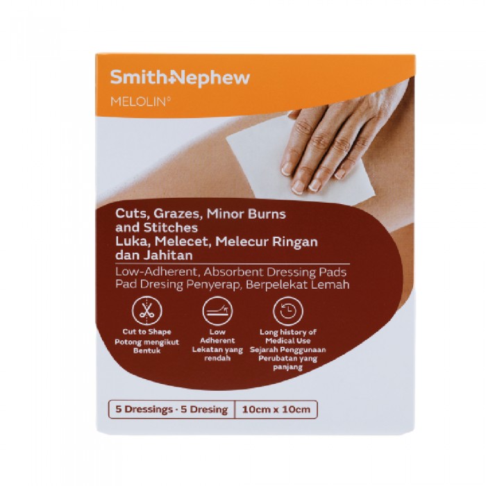 SMITH & NEPHEW Melolin Cushioned Dressing Pads 10cm x 10cm 5's