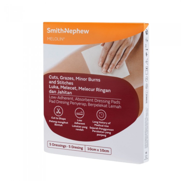 SMITH & NEPHEW Melolin Cushioned Dressing Pads 10cm x 10cm 5's
