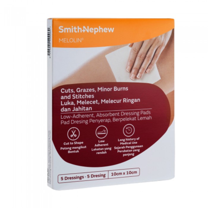 SMITH & NEPHEW Melolin Cushioned Dressing Pads 10cm x 10cm 5's