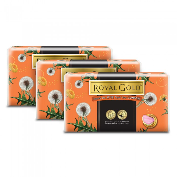 ROYAL GOLD Twin Tone 3PLY Soft Pack 3x50's Mix Colour- Tissue, Tissue Paper, 纸巾