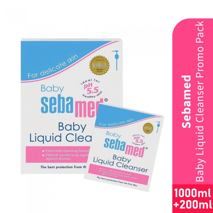 SEBAMED Baby Liquid Cleanser 1000ml + 200ml for Sabun Baby, Sebamed Body Wash, Sabun Mandi, Sabun Badan