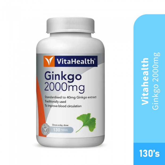 VITAHEALTH Gingko 2000mg 130's - Blood Pressure, Gingko Biloba, Antioxidant