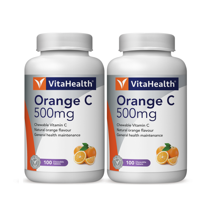 [VITAMIN C] Vitahealth Orange C Chewable 500MG 2 x 100'S