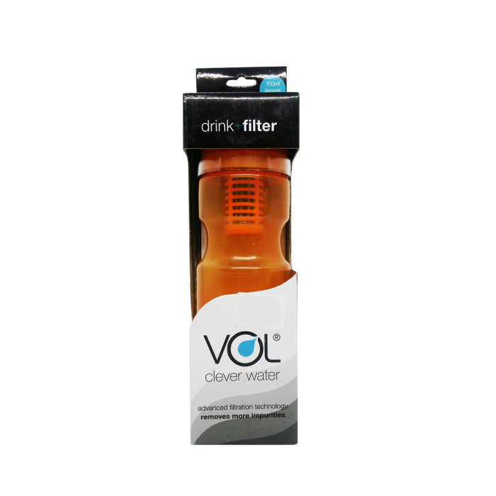 Vol Water Filter Travel Bottle, Hiking Bottle, Camping Bottle (水壶 / 水过滤器) - Orange