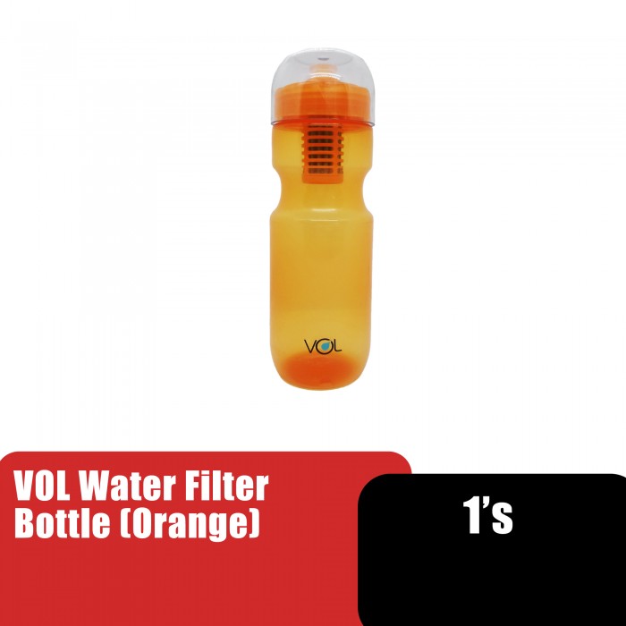 Vol Water Filter Travel Bottle, Hiking Bottle, Camping Bottle (水壶 / 水过滤器) - Orange