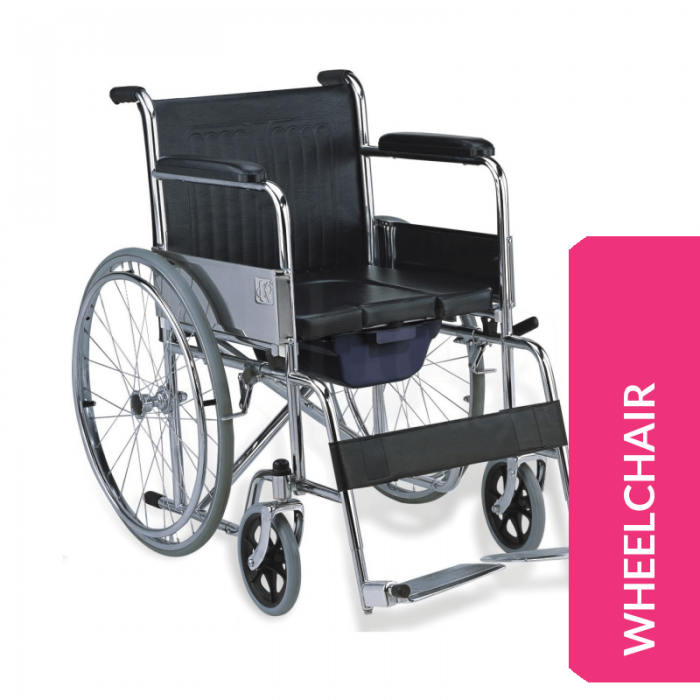 Steel Commode Wheelchair 20KG - Capacity 100KG (MO608)