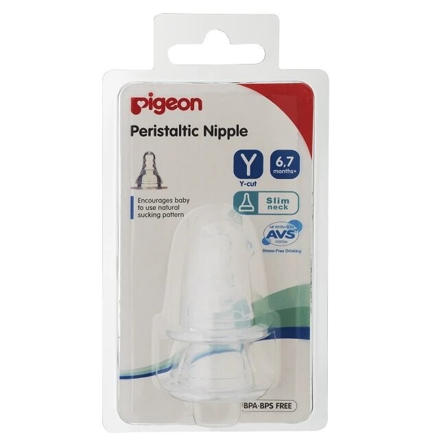 Pigeon Slim Neck Peristaltic Nipple - Y size (01942)