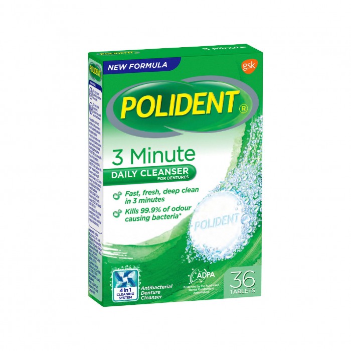 POLIDENT Cleanser For Denture (3 Minute Antibacterial) 36 Tablets - Polident Retainer Cleanser 假牙清洁片