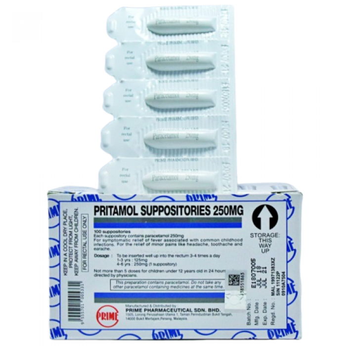 PRITAMOL SUPP 250MG 100'S