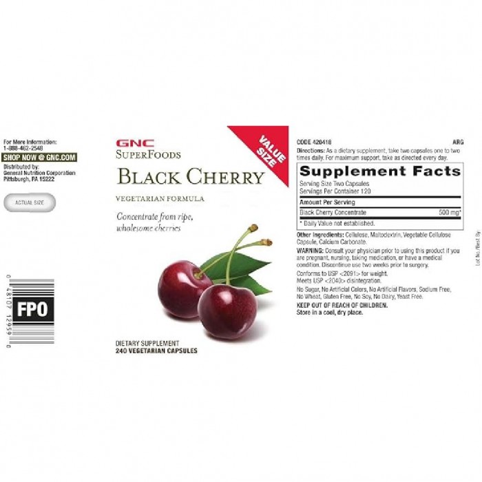 Gnc Black Cherry 120 Vegicaps