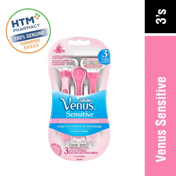 GILLETTE VENUS SENSITIVE DISPOSABLE RAZORS 3'S - PINK