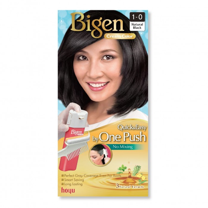 BIGEN Cream Color 1-0 Natural Black - Bigen One Push Hair Color Black 美源 染发剂 染发膏