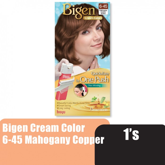 BIGEN Cream Color 6-45 Mahogany Copper - Bigen One Push Hair Color Mahogany Copper 美源 染发剂 染发膏