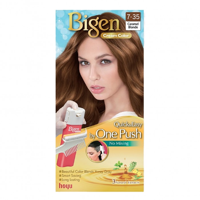 BIGEN Cream Color 7.35 Caramel Blonde - Bigen One Push Hair Color Caramel Blonde 美源 染发剂 染发膏