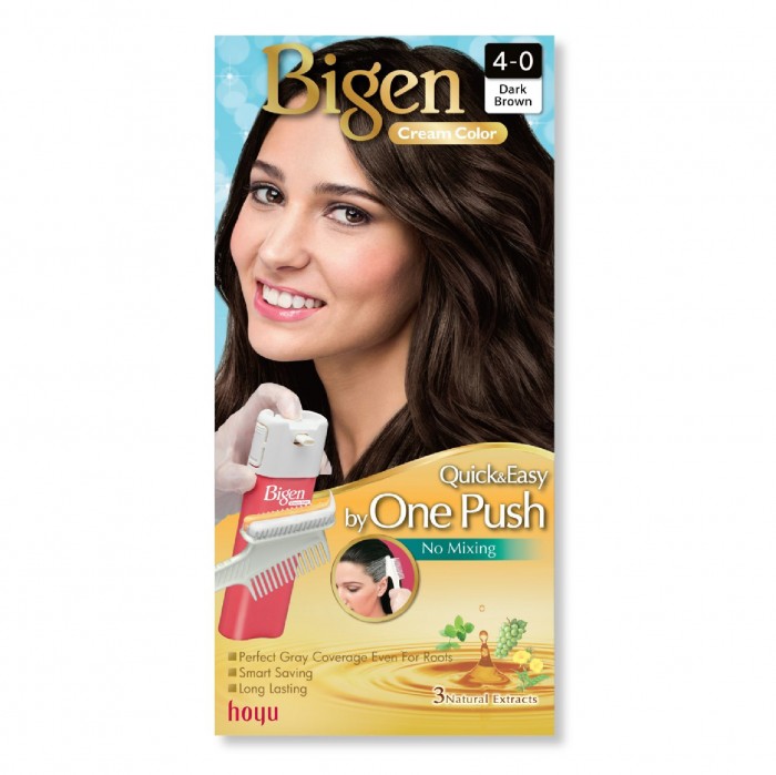 BIGEN Cream Color 4-0 Dark Brown - Bigen One Push Hair Color Dark Brown Hair Color 美源 染发剂 染发膏