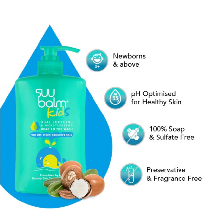 Suu Balm Kids Dual Soothing & Moisturising Head To Toe Wash 420ml