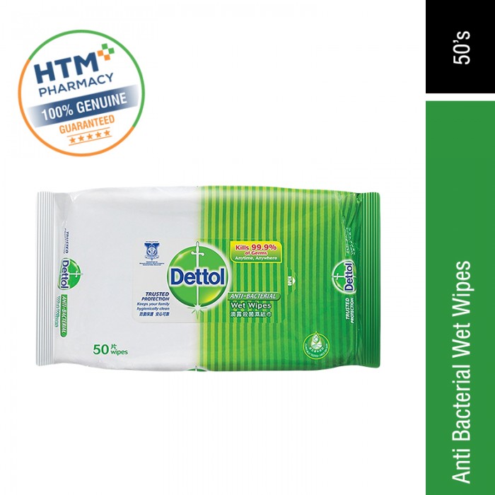 DETTOL ANTI-BACTERIAL WET WIPES 50'S