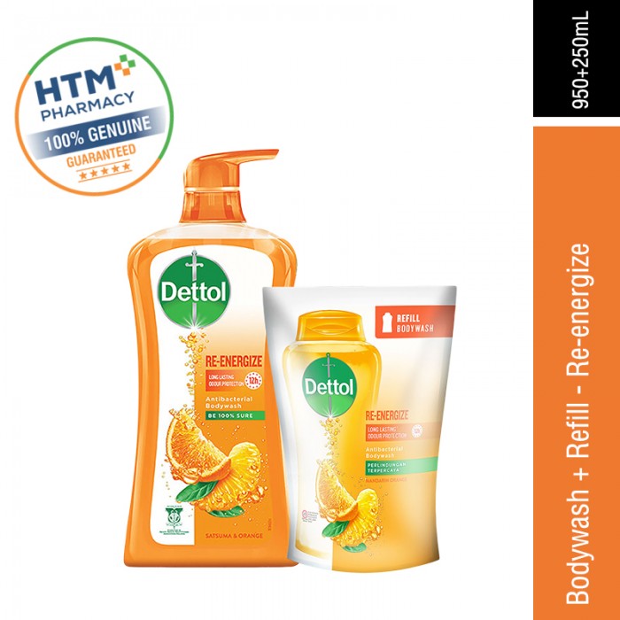 Dettol Bodywash 950ml + Refill 250ml - Re-energize