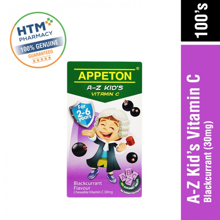 Appeton A-Z Kid'S Vitamin C 30MG 100'S - Blackcurrant