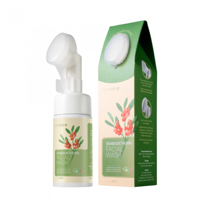 BIO+ Seabuckthorn Facial Wash 100ml With Soft Silicone Head Face Brush Pencuci muka cleanser with brush 沙棘洗臉霜