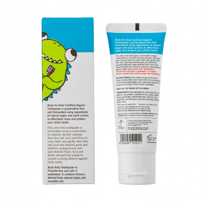 Buds Children's /Kids Green Apple Flavour Toothpaste with Xylitol 50ml - 儿童牙膏 Suitable for 1-3 years old