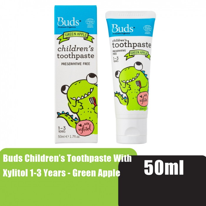 Buds Children's /Kids Green Apple Flavour Toothpaste with Xylitol 50ml - 儿童牙膏 Suitable for 1-3 years old