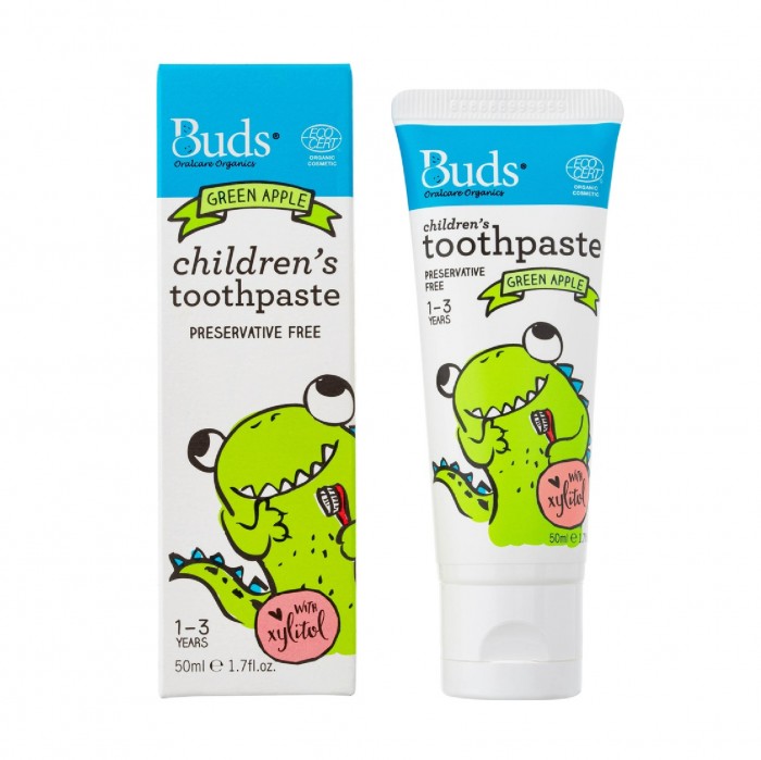 Buds Children's /Kids Green Apple Flavour Toothpaste with Xylitol 50ml - 儿童牙膏 Suitable for 1-3 years old