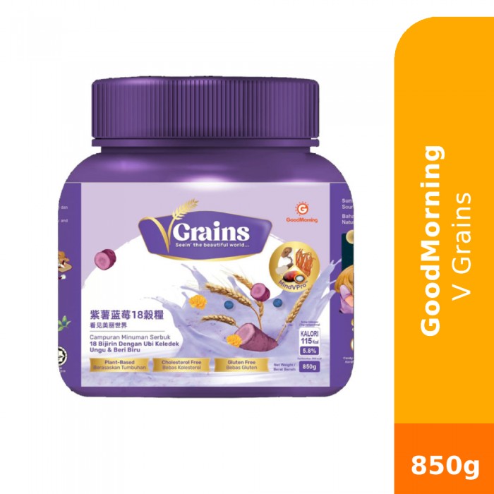 Good morning V Grains Organic Protein Powder, Serbuk Protein Shake with Prebiotic and Probiotic Supplement (蛋白粉) - 850G