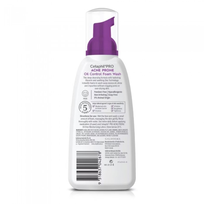 CETAPHIL Pro Acne Prone Foam Face Wash 236ml for Facial Cleanser, Cetaphil Face Wash