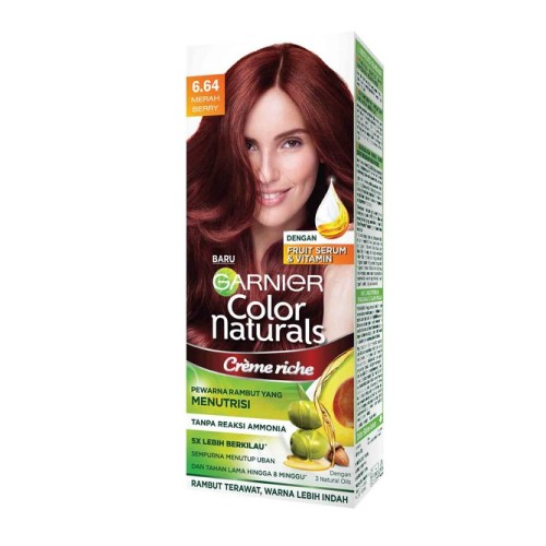 GARNIER Hair Color Natural Creme Merah Berry - Hair Colour Cream, Hair Colour , 染发剂