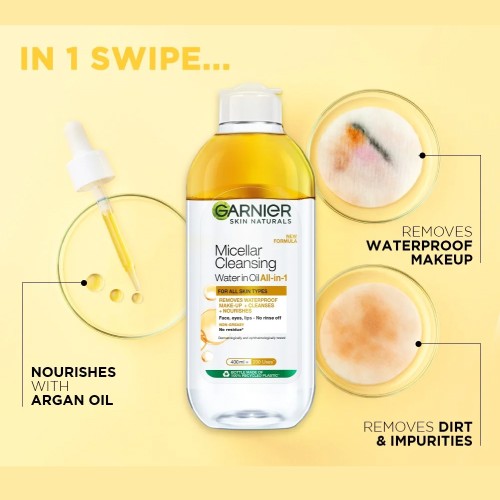 GARNIER Micellar Oil-Infused Cleansing Water 125 ml- Makeup Remover, Skin Care, Cleansing Water