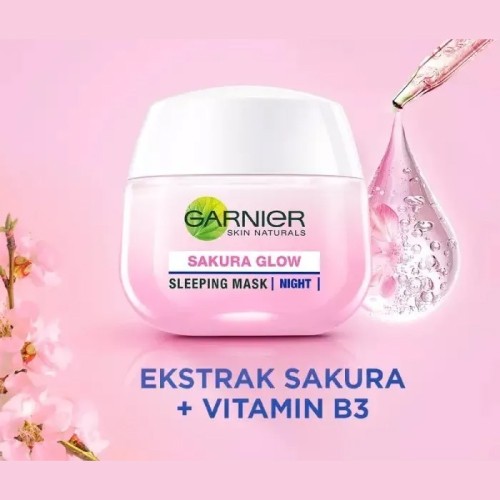 GARNIER Sakura Glow Night Sleeping Mask 50ml- Sakura Skincare, Sleeping Mask , 面膜