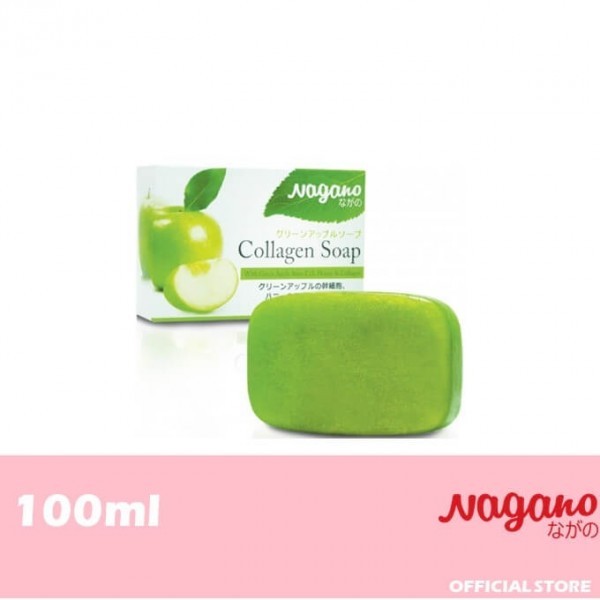 NAGANO COLLAGEN SOAP WITH GREEN APPLE STEMCELL , HONEY AND COLLAGEN 100G