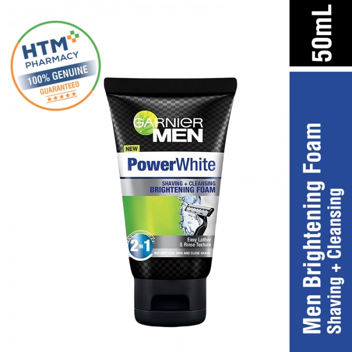 Garnier Men Power White 2In1 Shaving + Cleansing Brightening Foam 50ML