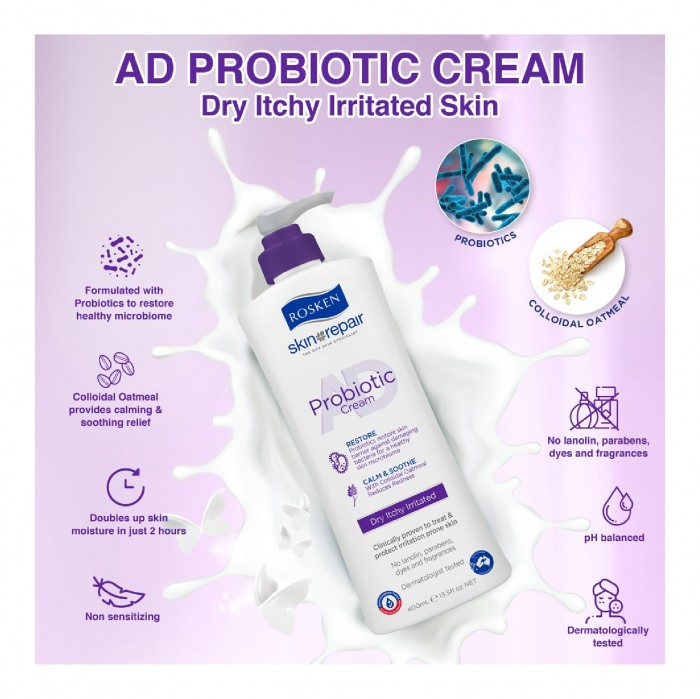 ROSKEN Probiotic Hand Cream 400ml - Dry Itchy Irritated Sensitive skin krim tangan kulit kering 皮膚 敏感 止癢护手霜