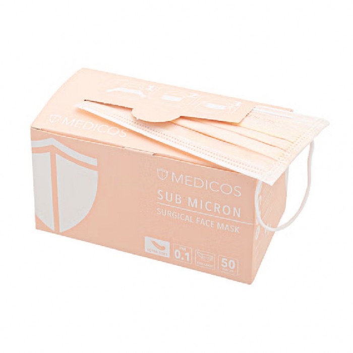 MEDICOS ULTRASOFT 4PLY FACE MASK (ADULT) 50'S - PEACH CRUSH