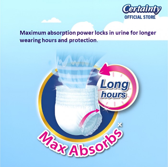 CERTAINTY Maxpants Adult Diapers 9's Size - L, Adult Diapers Pants / Pampers Dewasa / 成人 尿裤