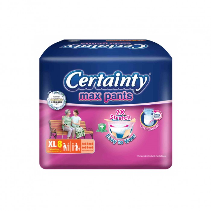 CERTAINTY Maxpants Adult Diapers 8's Size - XL, Adult Diapers Pants  Pampers Dewasa  成人 尿裤