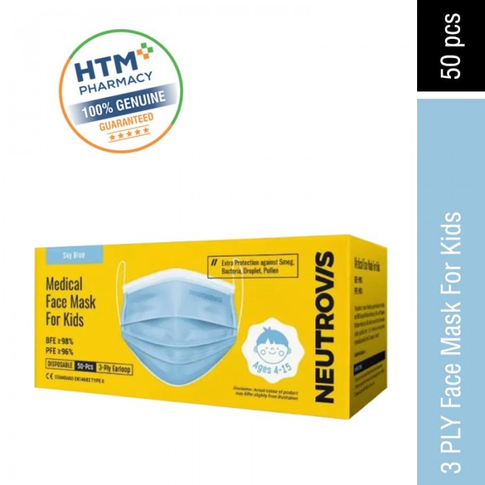 Neutrovis Medical Face Mask 3ply (Kids) - Sky Blue (Basic Series) 50's