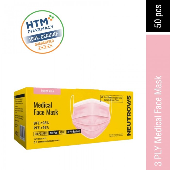 Neutrovis Medical Face Mask 3ply - Sweet Pink (Color Series) 50's