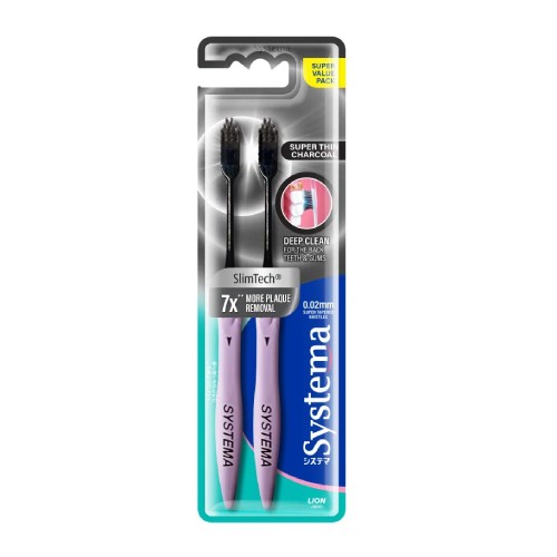 SYSTEMA Super Thin Charcoal Toothbrush 2'S - Systema Toothbrush, Toothbrush (牙刷）